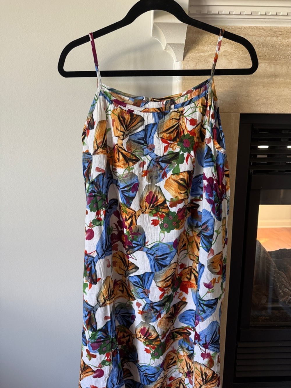 Floral Print Spaghetti Strap Maxi Dress - Multicolor; A-line shape